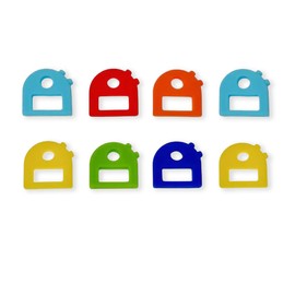 Key Caps Tags - Stretchy All-in-One Cover & Tags - One Size Fits Most Keys - 8 Pack Multicolor - Includes Blank and Printed Labels