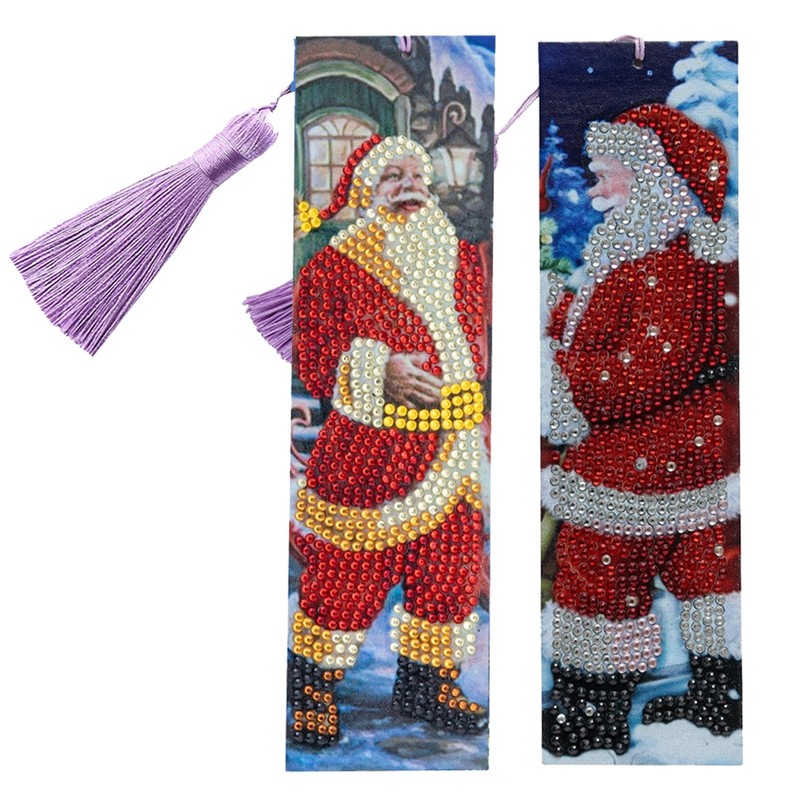 2 Set Diamond Bookmarks 5D DIY Painting Crystal Embroidery Tassel