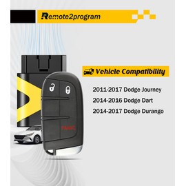 Remote2program Dodge Self Programmable Smart Car Key Keyless Entry Remote Start Replacement for Dodge Dart/Durango/Journey with FCC: M3N-40821302 (3 Buttons)