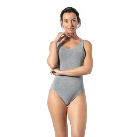 Risalti Women's Elegant Bamboo Wide Shoulder Bodysuits for Women, Bodysuit Women, Soft Like Top Women, Women's Bodysuit, Tummy Control Body Women, Vests - Made in Italy, Grey (grey blend), L-XL
