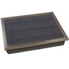 BLACK LEATHER LAP TRAY: Bean Bag Cushioned Laptop Desk, Padded