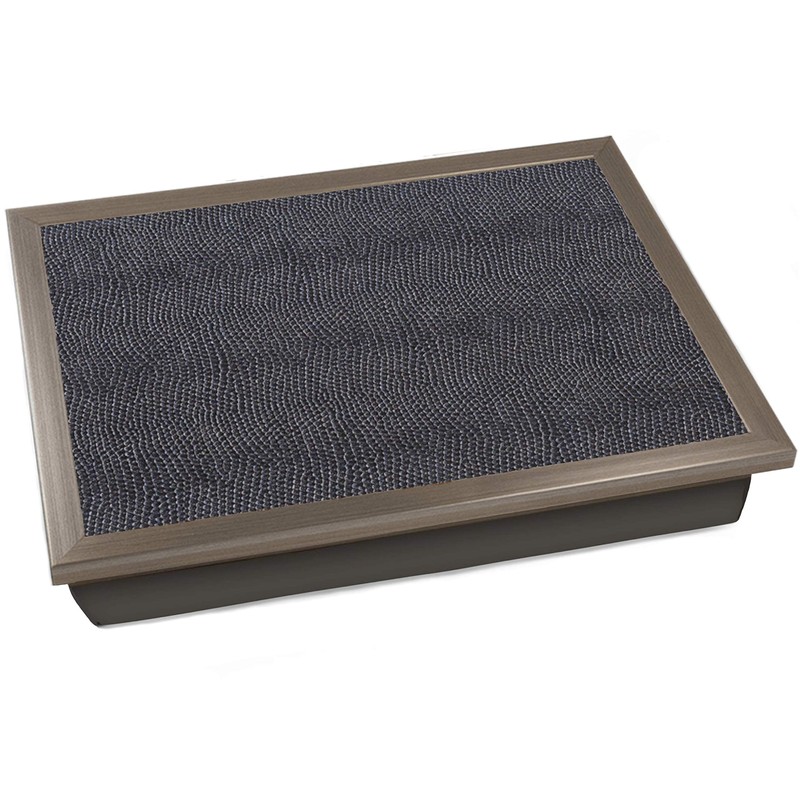 BLACK LEATHER LAP TRAY: Bean Bag Cushioned Laptop Desk, Padded