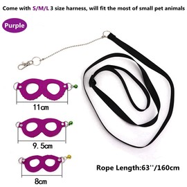 3 Pack Sugar Glider Harness and Leash Set - Adjustable Traction Rope Strap Anti-Biting Chain Rope, Small Animal Training Walking Vest Leash for Sugar Glider Squirrel Hamster Rat Birds Reptile (Purple)
