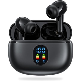 HUMIBED True Wireless Earbuds Bluetooth 5.4 Headphones with Charging Case&LED Power Display, TWS Deep bass Ear Buds Built-in Microphone, IPX5 Light-Weight Earphone for Android/iOS Phones, Dark Gray