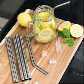 minify Stainless Steel Drinking Straws Set with Cleaning Brush - Reusable Straws Environmentally Friendly Rustproof Sustainable (Silver Starter Kit)