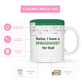 LONGXIN Accountant Gifts, Funny Spreadsheet Coffee Mugs for Boss, CPA, Coworker, Women, Men, Finance Banker, Birthday Graduation Christmas Gift, 11 oz Ceramic Cup