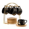 LUKA Ceramic Espresso Cups with Saucers and Metal Stand, Small