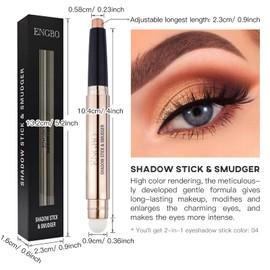 LOKFAR Eye-Shadow Stick Makeup Cosmetics Eye Brightener Stick, Rotatable Cream Eye Shadow Pencil, Glitter Shimmer Eyeshadow Stick with Soft Brush for Eye Makeup (04# Champagne Shimmer)
