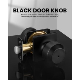 Haidms 5 Pack Black Door Knobs, Interior Door knobs, Privacy Door Knob for Bedroom or Bathroom, Matte Black Door Knobs