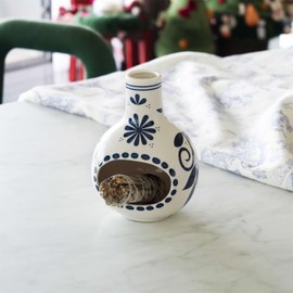 SEICASAYA Handmade Ceramic Palo Santo Holder, Elegant Design for Meditation and Aromatherapy (Blue)