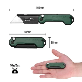 WORKPRO EDC Folding Utility Knife, Mini Box Cutter with Quick Open Axis Lock, Quick Change Blade Razor Knife, Foldable Small Pocket Knife with Belt Clip
