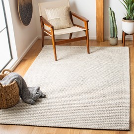 SAFAVIEH Marbella Collection Accent Rug - 4' x 6', Light Brown & Ivory, Flat Weave Wool Design, Ideal for High Traffic Areas in Entryway, Living Room, Bedroom (MRB392T)