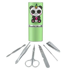 Cute Kawaii Unicorn Panda Holding Heart Stainless Steel Manicure Pedicure Grooming Beauty Care Travel Kit