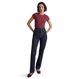 Madewell Womens Brightside Rib Tee Mulberry Wine XS (Women's 00-0) One Size