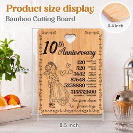 10th Wedding Anniversary Unique Gifts, 10 Years Wedding Anniversary Wooden Gifts, 10 Year Anniversary Wedding Gifts for Him Her, Anniversary Romantic Gifts for Couple, Cutting Board