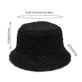 Winter Warm Plush Fuzzy Bucket Hat Faux Fur Shearling Fisherman Hats for Women (US, Alpha, One Size, Black)