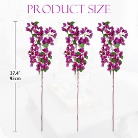Briful 3PCS Bougainvillea Artificial Plants & Flowers Branches 37.4in Silk Bougainvillea Floral Stems Fake Flowers Bouquet for Home Office Wedding Party Table Centerpiece Vase Decor(Purple)