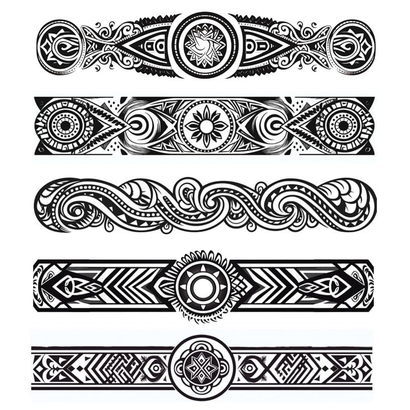 Marc5 Temporary Bracelet Tattoo Tribal Tattoo Maori Design 5 Sheets