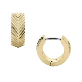 Fossil Women's Sadie Linear Texture Stainless Steel Huggie Hoop Earrings, Color: Gold (Model: JF04116710)