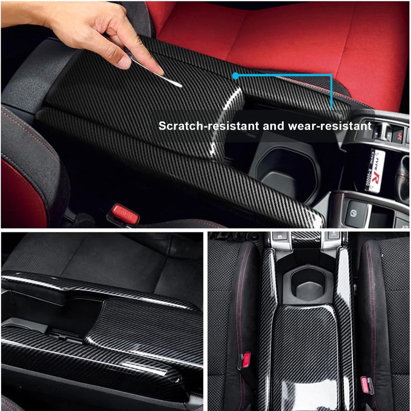 YJMOTOR Fit Civic 10th Gen Armrest Box Cover ABS Central
