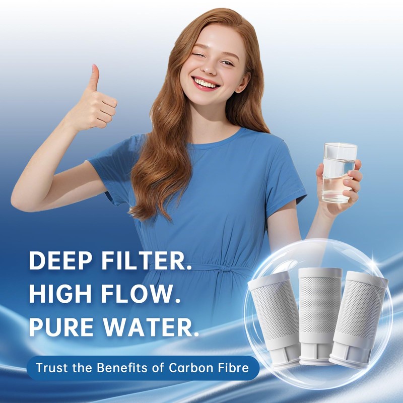 3-Pack Replacement Faucet Water Filters,NSF42 Certification Removes Chlorine,Odors & Heavy