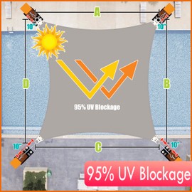 ColourTree Super Ring 18' x 20' Grey Rectangle Sun Shade Sail, Commercial Grade UPF50 Canopy, Reinforced Corners & Edges, 260 GSM Fabric Heavy Duty -3 Years Warranty (We Make Custom Size)