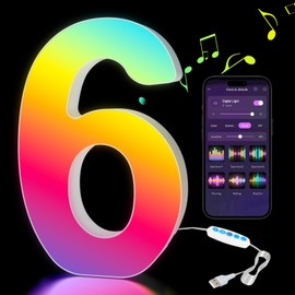 Kangtaixin LED Number Lamp 0-9, Luminous Numbers Birthday Decoration with USB Power Supply, App Control, Dimmable, Decoration for Bar Mitzvah, Christmas Decoration, New Year, Wedding Party,