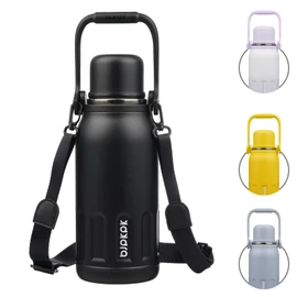 BJPKPK Insulated Water Bottle 40oz Stainless Steel Water Bottles with Handle and Cup Lid Travel Metal Thermal Flask,Black