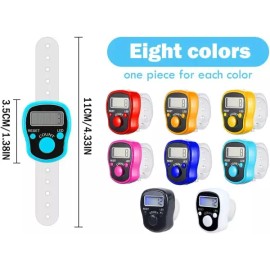 Hitopin 골프 스포츠 피트니스 운동 창고용 히토핀 8PCS 전자 핑거 카운터 LED 핸드헬드 집계 5자리 클리커 링이 Golf Sports Fitness Exercise Warehouse Hitopin 8PCS Electronic Finger Counter LED Handheld Counter 5-Digit Clicker Ring