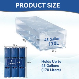 Emergency Drinking Water Storage 45 Gallon 3 Pack, Food-Grade Bathtub Bladder, BPA-Free, Ideal for Emergency Water Bank, Camping, RV Traveling, Hurricane, Storm & Disaster Preparedness Supplies (3)
