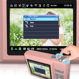 ATEYA Digital Camera, Point and Shoot Camera with Rotating Menu Quick Setting, Camera Digital 4K Videos 48MP Photo, Pink Digital Camera, Compact Small Digital Camera for Kids Teens Adults Gifts