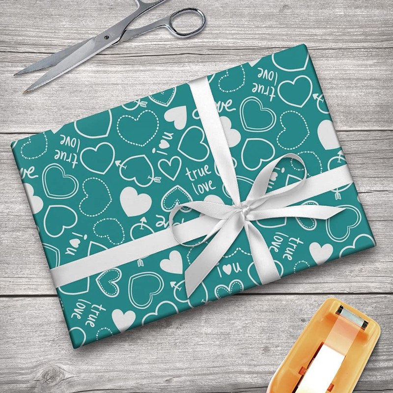 GRAPHICS & MORE Cute Hearts Love Pattern on Teal Turquoise