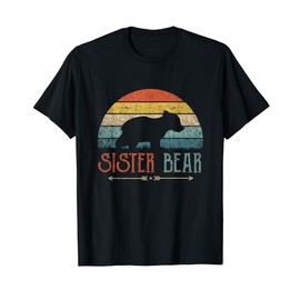 Gift Sister Retro Sister Bear T-Shirt, black