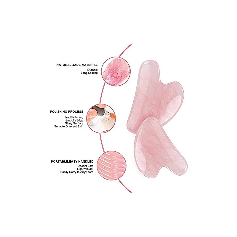 Gua Sha - Herramienta masajeadora de jade de pinzón rosado,