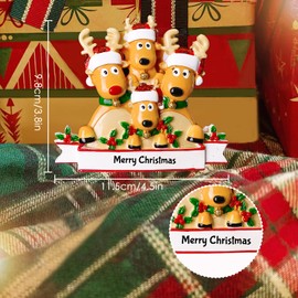 Bemaystar Christmas Ornaments 2024 - Gifts for Christmas, Family of 4 Deer Ornaments, Heartwarming Xmas Decorations for Your Tree