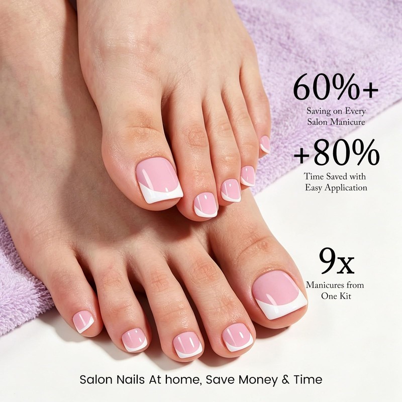 Wilfniee Press On Toenails French Tip, 150PCS Square Toe Nails,