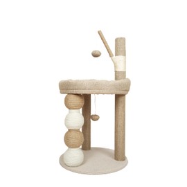 30-in Small Cat Tree Tower with Sisal Scratching Posts, Padded Platform, Dangling Toy - Perfect Small Cat Tower for Indoor Cats - Beige