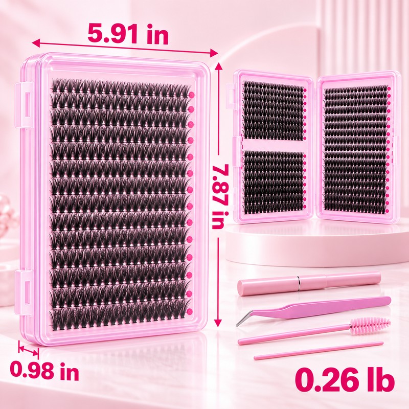 700PCS DIY Eyelash Extension Kit – D-Curl Lash Clusters with