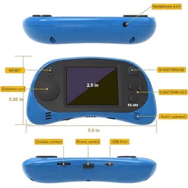 E-MODS GAMING Kids Handheld Games 16 Bit Retro Video Games Console with 220 HD Electronic Games - 2.5'' LCD Portable Travel Games Entertainment Gifts for Boys Girls Ages 4-12 (BLUE2)