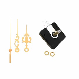 Dhorcas (#10) Quartz Clock Movement Kit for Replacement, 1/4", 1/2", 3/4", and 1" Threaded Motor and Gold 2.5" Hands (3/4" thread motor with hanger)