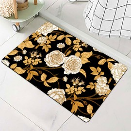 Yesad Bath Mat Rug-Vintage Roses Pattern Rubber Non Slip Quick Dry Super Absorbent Thin Bathroom Rugs Fit Under Door Washable Bathroom Floor Mats-Shower Rug for in Front of Bathtub,Shower Room,Sink
