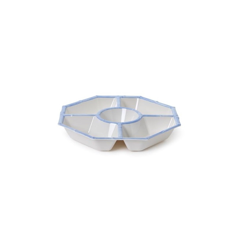 Two's Company French Blue Bamboo Touch Chip and Dip Bowl,