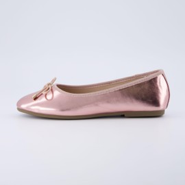 CUSHIONAIRE Women's Dove Bling Bow Flat with +Memory Foam, Wide Widths Available, Pink Metallic 11