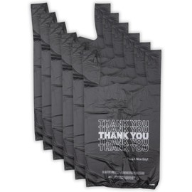 ASSUREPAK Easy Opening Black Printed HDPE T-Shirt Plastic Bags - 1/6 BBL 11.5"X6"X21" 800 Bags - 13 microns - Black