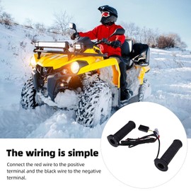 Jiawu Motorcycle Heated Grips, 1 Pair ATV Handlebar Grip Thumb Warmer, Universal 7/8in (22mm) Electric Heated Handle, Anti Slip Heating Hand Grips, Easy Installation