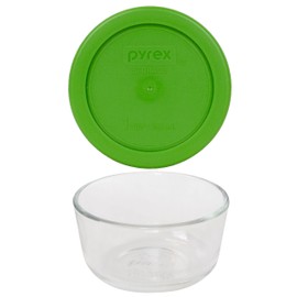 Pyrex (1) 7202 Glass Bowl & (1) Pyrex 7202-PC Lawn Green Lid Made in the USA