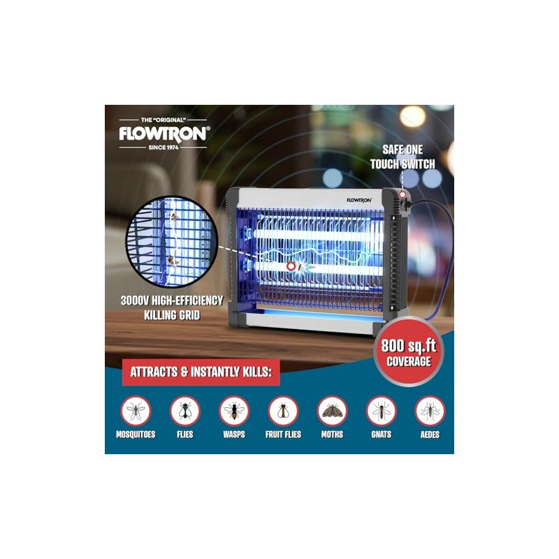 Flowtron Indoor Bug Zapper: 3000V Electric Insect Killer & Mosquito
