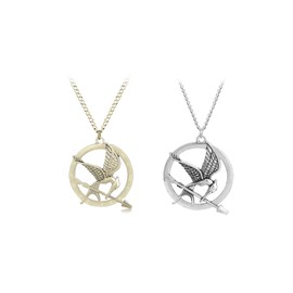 GFLPO 2 Pcs Hunger Games Necklace,Mockingjay Necklace,Anime Necklaces with Mockingjay Pendant,Anime Movies Cosplay Jewelry Accessories Charm Gifts for Man Women Friends