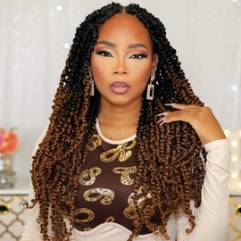 Toyotress Tiana Passion Twist Hair - 20 inch 8 Packs Ombre Brown Pre-Twisted Pre-Looped Passion Twists Crochet Braids Made Of Bohemian Hair Synthetic Braiding Hair Extension(20 Inch, OT30-8P)