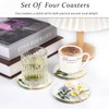 Drink Coasters Set of 6: Crystal Transparent Flower Coasters -